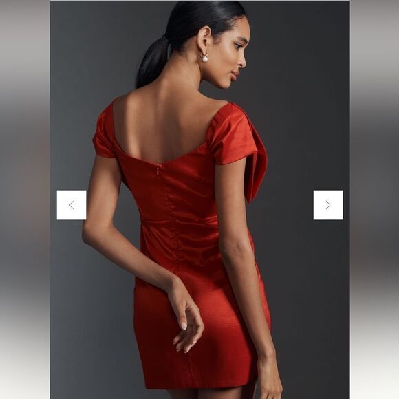 NWT Bardot Mini Bow Dress Anthropologie Red Size 12 - Picture 5 of 12